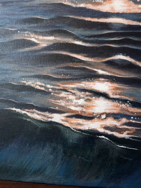 Original Seascape Waves Acrylic Painting moon - Etsy