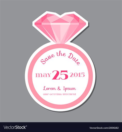 Wedding Invitation Card With Diamond Ring Vector Image