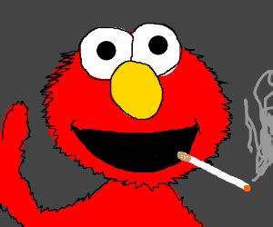 Elmo is smoking happily - Drawception