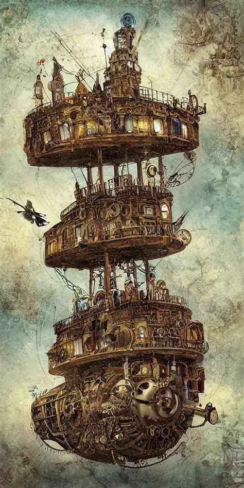 A Detailed Digital Painting Of A Steampunk Living Stable Diffusion