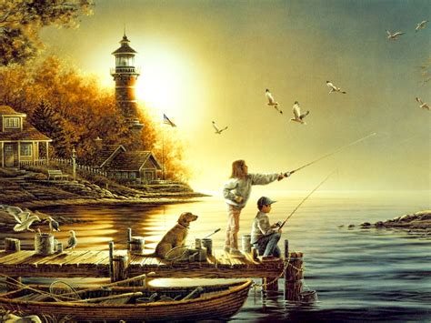 CHILD FISHERMAN BEST PAINTING WORK - GOLDEN COLOUR - BEST INDIAN ART ...