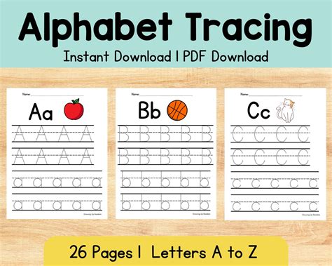 Preschool Alphabet Tracing Worksheets ABC Tracing Worksheets A to Z ...