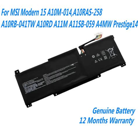 Genuine Bty M Laptop Battery For Msi Modern A M A Ras