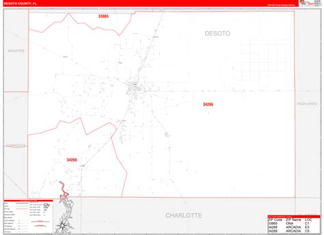 Desoto County, FL Digital Map - Red Line