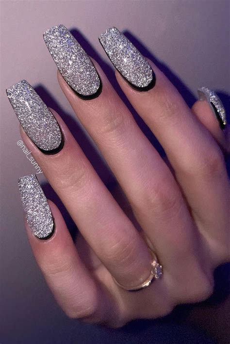 Glitter Nails To Bright Up The Season Platinum Glitter Black