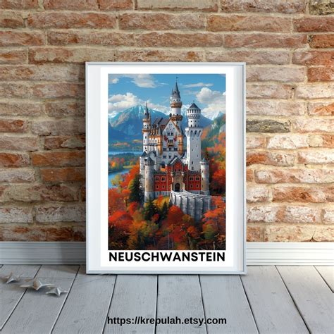 Neuschwanstein Castle Wall Art Set Bavarian Landscape 24x36