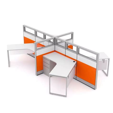 4-Person Modern Cubicle Workstations | Sapphire Cubicle | 14x9x52"