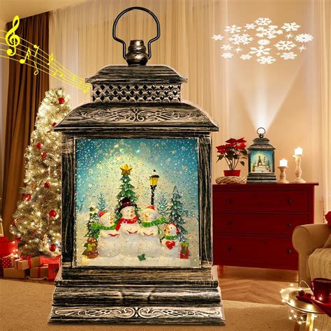 Amazon Goosh Christmas Snow Globe Lantern Water Glittering Snowman