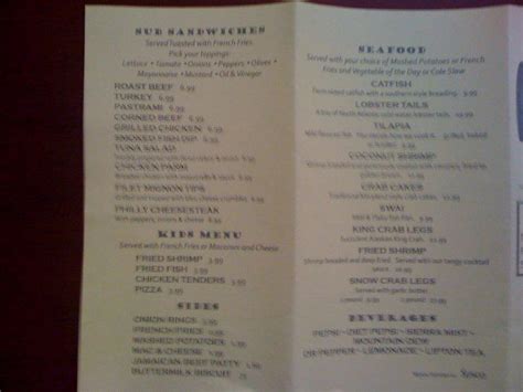 Menu at Calabash restaurant, DeLand