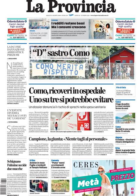 Le Prime Pagine Di Sabato 11 Agosto 2018 Il Post