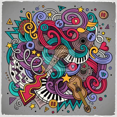 Cartoon Hand Drawn Doodles Musical Illustration Posters For The Wall