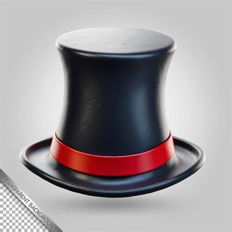 Premium PSD | A black top hat with a red stripe on the top