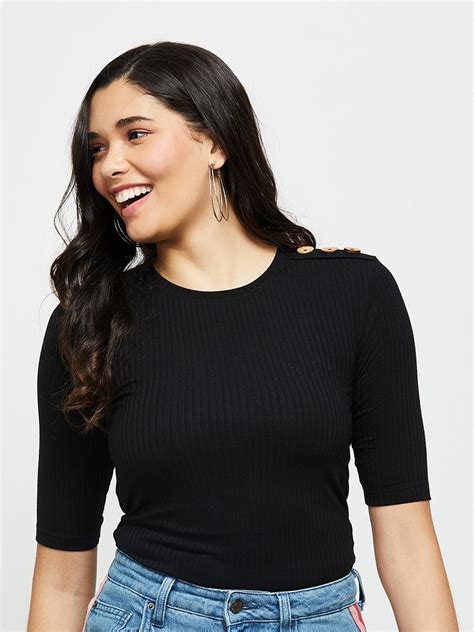 Buy Max Black Fitted Top Tops For Women 15881628 Myntra