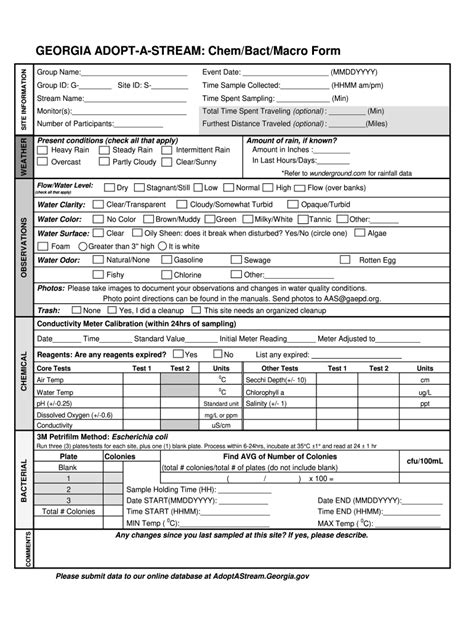 Fillable Online Chem Bact Macro Form Georgia Adopt A Stream Fax Email