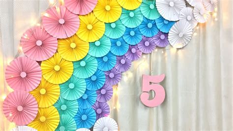 How To Make Rainbow Theme Paper Fan Birthday Backdrop YouTube