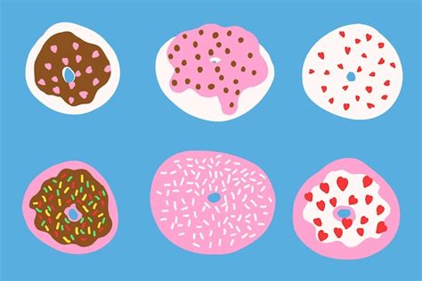 Premium Vector Donuts Vector Set In Cartoon Flat Style