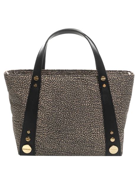 Borbonese Road Nylon Op Hand Shopper Op Natural Black Buy On Le