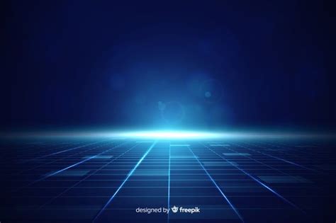 Free Vector Futuristic Horizon Background With Blue Light Vector