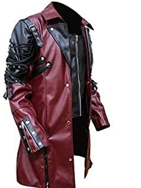 Goth Matrix Steampunk Gothic Maroon Real Leather Coat