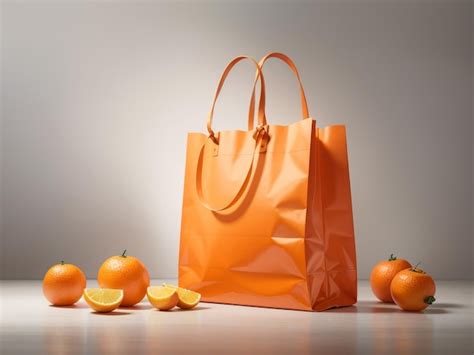 Premium Ai Image Bold Orange Shopping Bag Large Conceptual Statement