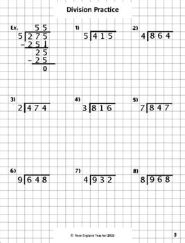 Division Worksheets Standard Algorithm For And Digit Dividends No