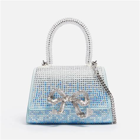 Self Portrait Bow Embellished Ombré Leather Micro Bag in Blue Lyst