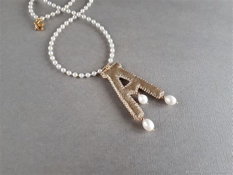 Колье с буквой А, золотое ожерелье Анны Болейн из бисера и жемчуга в ...