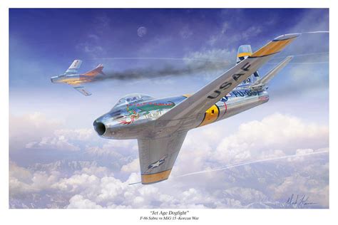 Jet Age Dogfight Painting by Mark Karvon