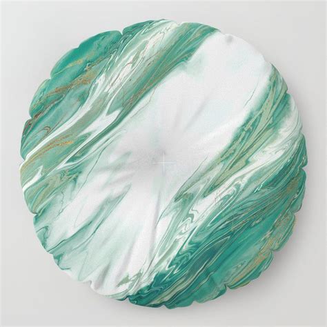 Emerald Jade Green Gold Accented Painted Marble Floor Pillow By Blackstrawberry Round 30 X 30