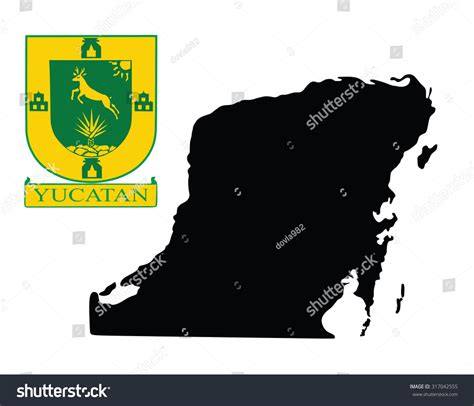 Yucatan Peninsula Mexico Vector Map Silhouette Stock Vector Royalty