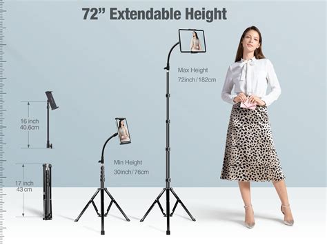 Elitehood Tablet Floor Tripod Stand Stronger Gooseneck IPad Tripod