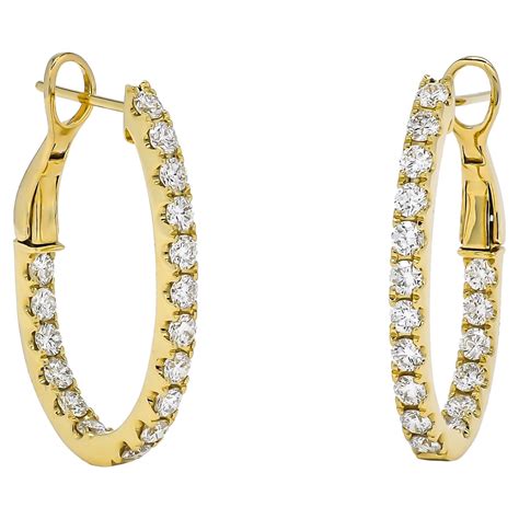 Natural Diamond 160 Carats 18kt White Gold In And Out Hoop Earrings For Sale At 1stdibs