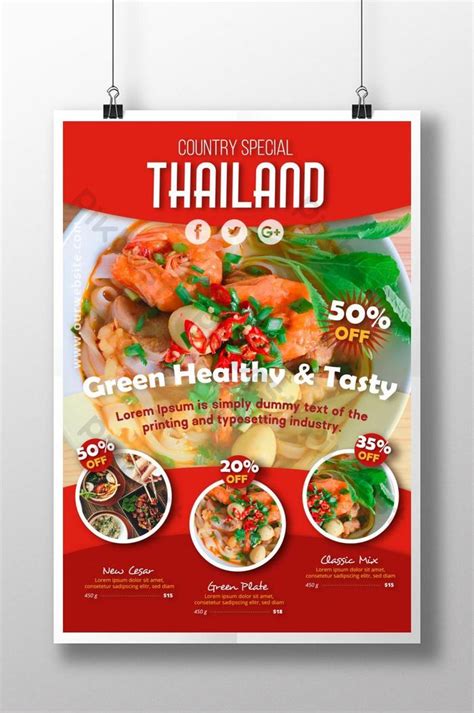 Thai Restaurant Food Red Creative Menu Poster Psd Free Download Pikbest