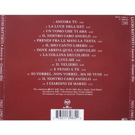 Ancora Tu Greatest Hits By Lucio Battisti CD With Yvandimarco Ref