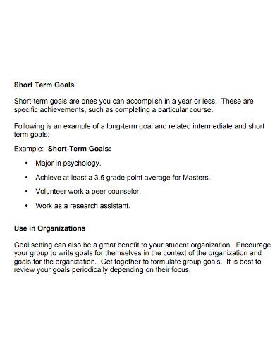 Short Term Academic Goals - Examples, Format, PDF, Tips