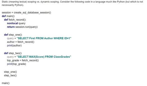 Solved Static Meaning Lexical Scoping Vs Dynamic Scoping Chegg