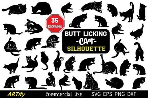 Cat Licking Butt Svg Funny Cat Svg Png Graphic By Artify · Creative