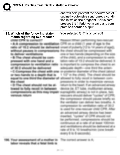 SOLUTION: Nremt practice test bank 4q multiple choice 101 - Studypool