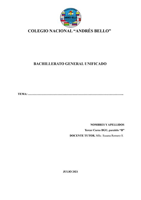 Esquema Proyecto de Grado - COLEGIO NACIONAL “ANDRÉS BELLO