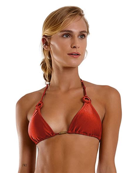 Parte Superior De Bikini En Rojo Con Anillas Top Sexy Liso Vermelho Marca Blueman