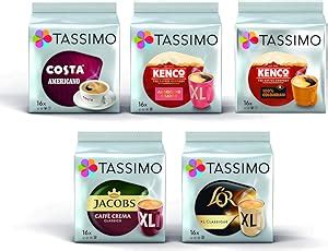 Tassimo Black Coffee Bundle Costa Americano Kenco Pure Colombian