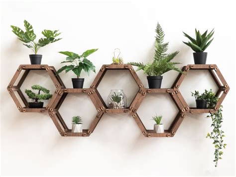 Hexagon Shelves Honeycomb Plant Shelf Wall Shelf 5pcs SET