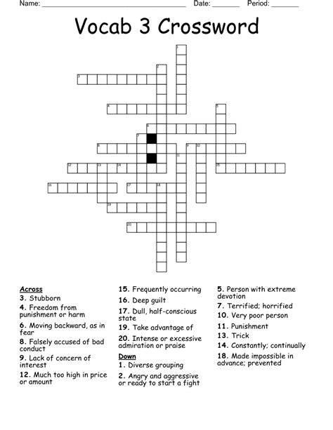 Vocab 3 Crossword WordMint