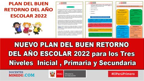 Nuevo Plan Del Buen Retorno Del A O Escolar Para Los Tres Niveles