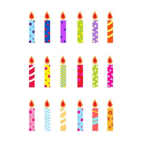 Birthday Candles Set , Clip Art Set, Celebration, Cake, Party Elements ...