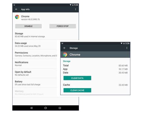 updated   clear cache  app data  android