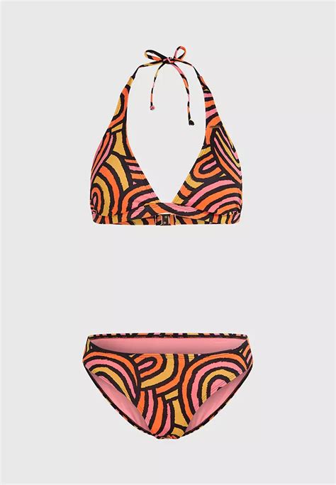 O Neill O Neill Women Marga Rita Bikini Set Orange Rainbow Stripe