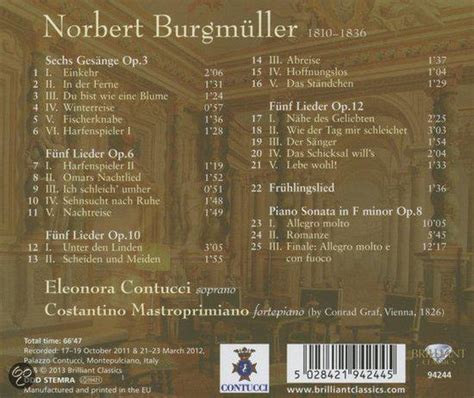 Burgmuller Lieder Piano Sonata Op 8 Costantino Mastroprimiano Cd