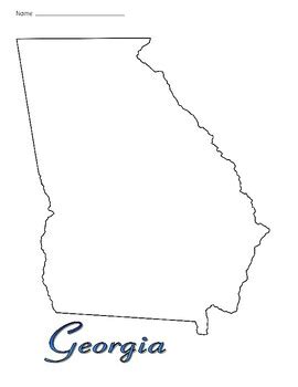 Georgia State Outline Map For Research Project By Teacher Vault Tpt