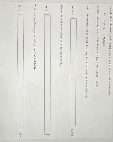 Solved Consider The Oxidation Of A Generic Metal M Into A Chegg